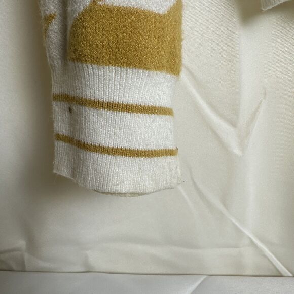 Skies Are Blue Brand Women’s Gold White Houndstooth Knit Pullover Sweater Sz L - Picture 2 of 9